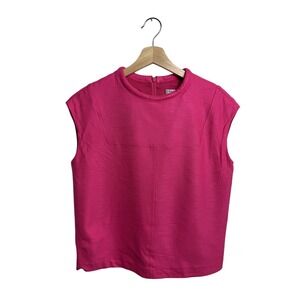 Trina Turk Woven Twill Hot Pink Cap Sleeve Boxy Field Top NWT Size XS